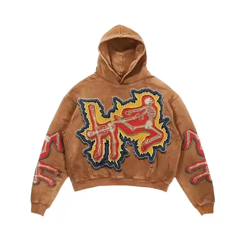 our mens vintage hoodies at hongfeng feature acid wash prints for a retro streetwear look.